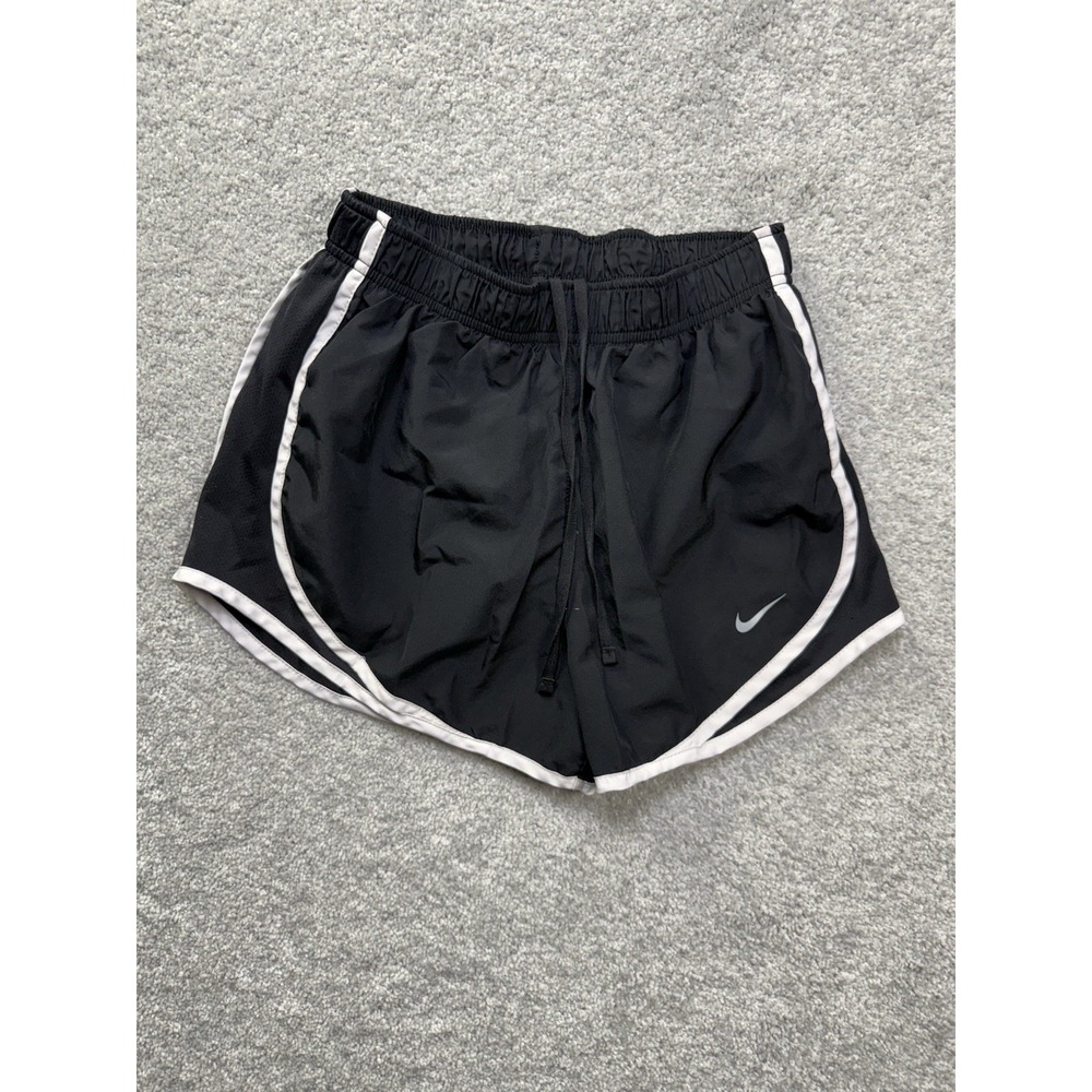 Nike Dri-Fit Track Shorts Womens Small Black White Piping Running Athletic Gym